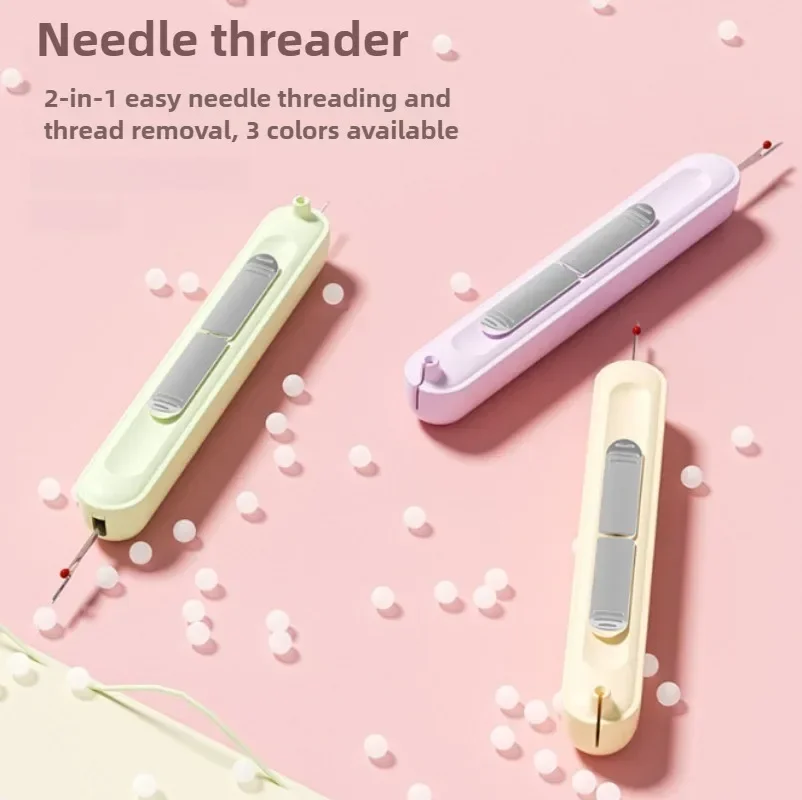 2 In 1 Needle Threader and Seam Ripper Tool Multifunctional Sewing Thread Remover Cross Stitch Crafting Accessories Easy Use