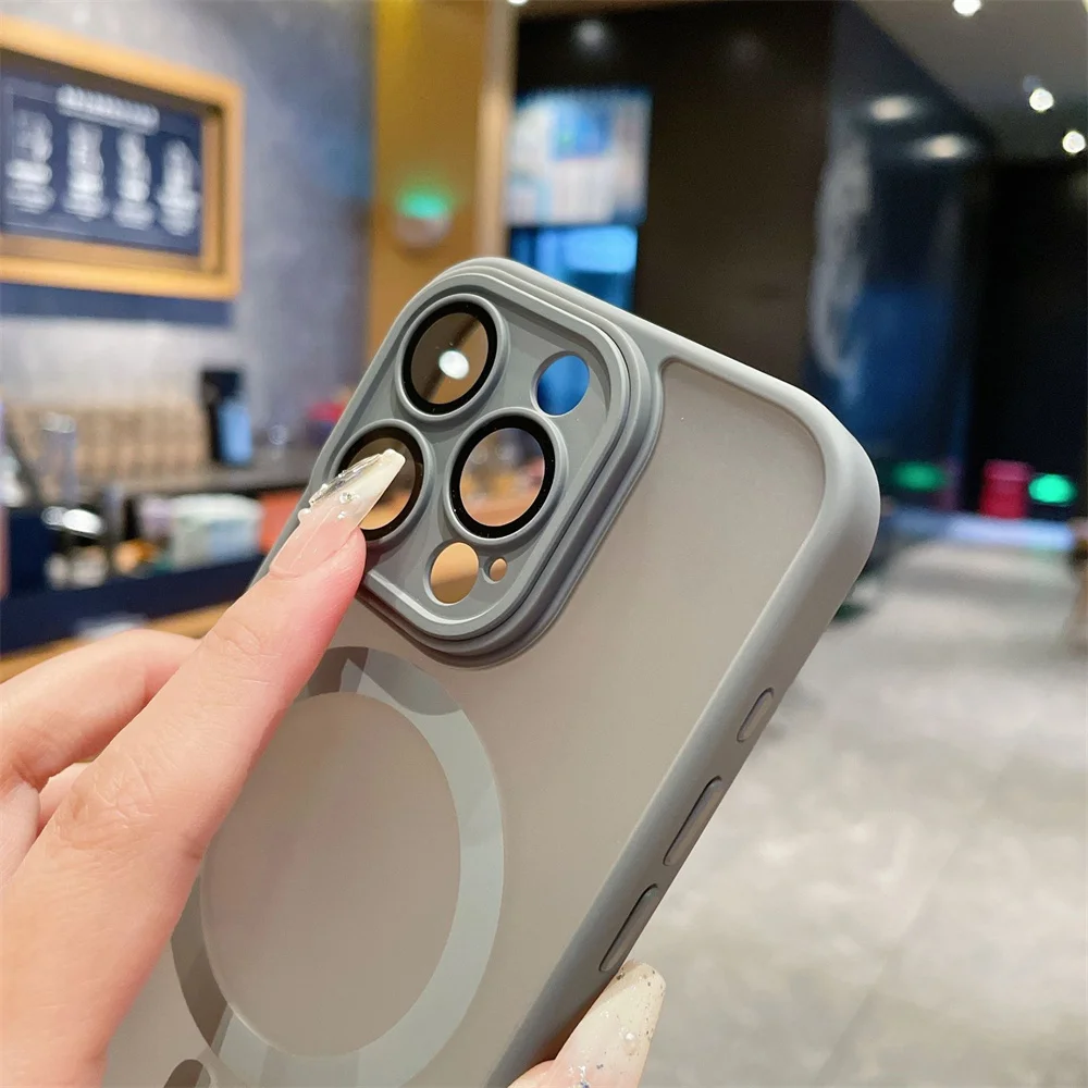 Lens Protection Case For iPhone 11 12 13 Proa Mx mini 15 16 Plus iPhone 16 15 14 Matte Translucent Magsafe Wireless Charge Cover