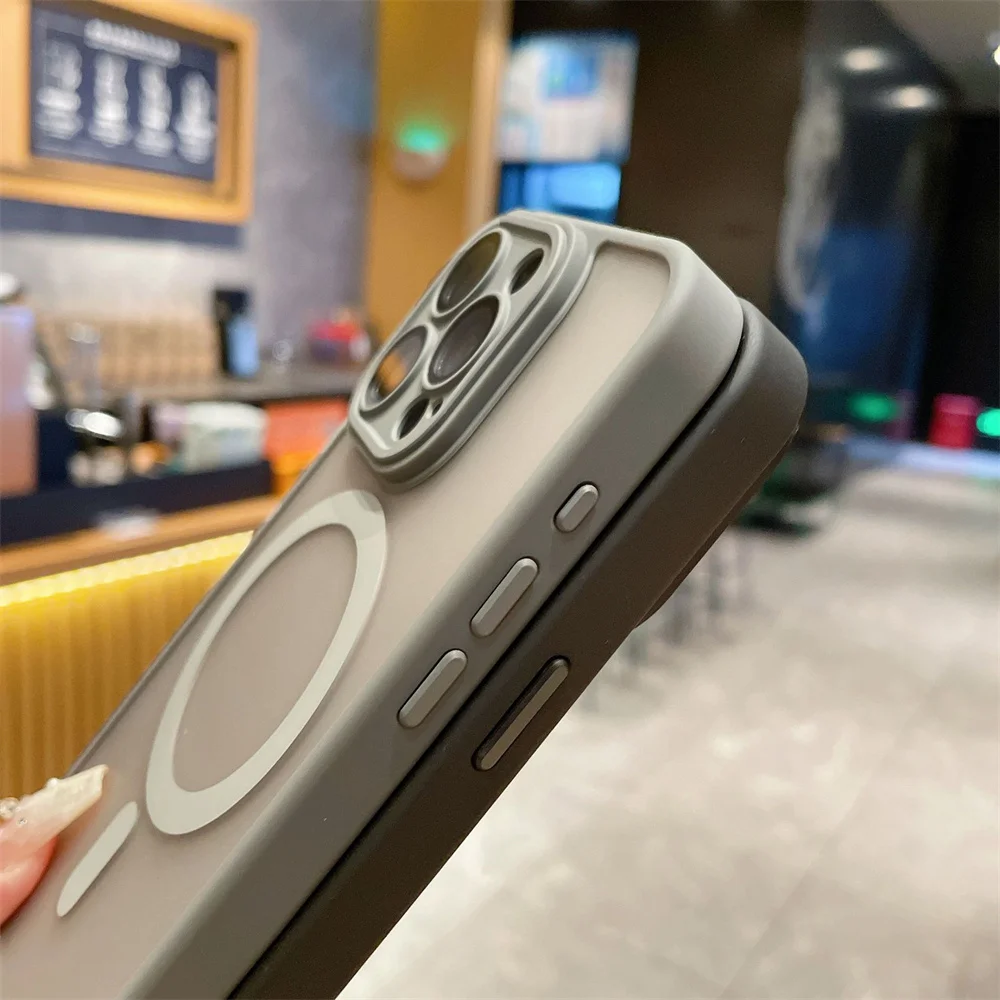 Lens Protection Case For iPhone 11 12 13 Proa Mx mini 15 16 Plus iPhone 16 15 14 Matte Translucent Magsafe Wireless Charge Cover