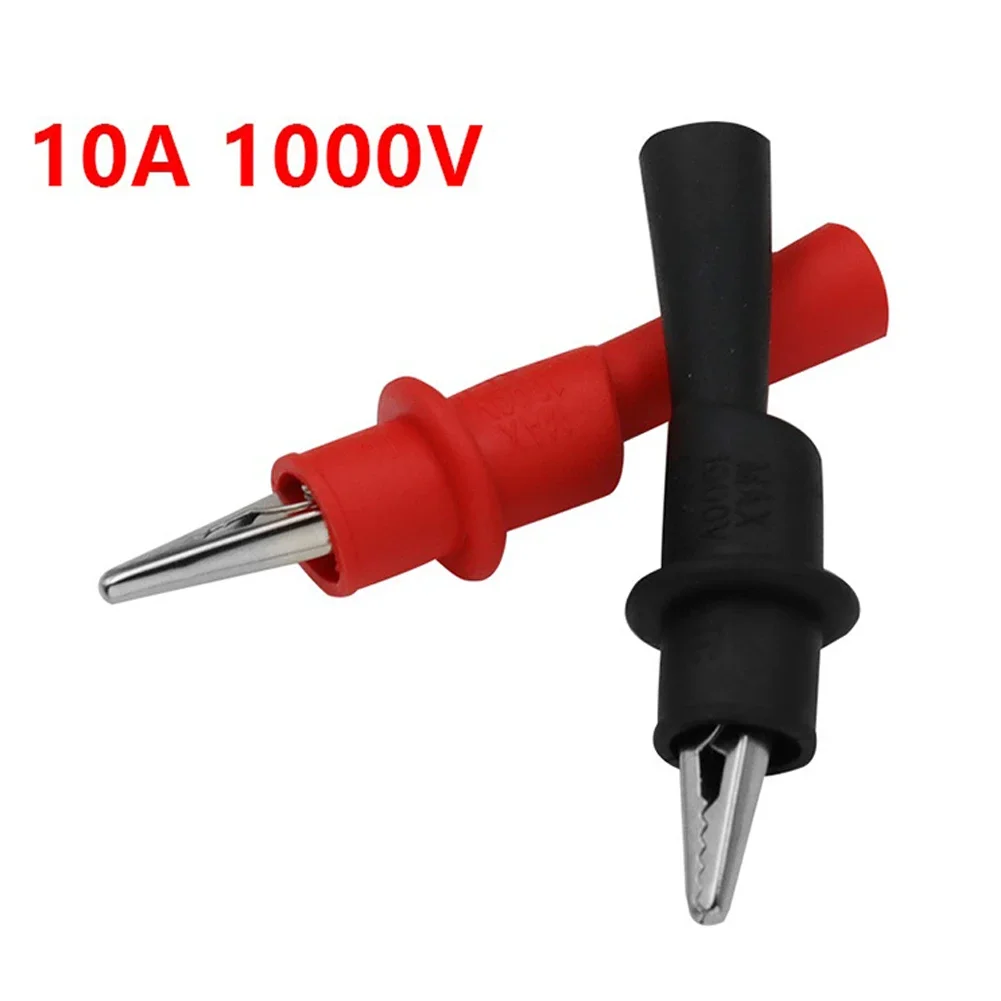 2pcs Alligator Clips Test Clip Clamp Set Red Black Wire Tips 10A 1000V Multimeter Tester Probes for AC DC Power Measurement