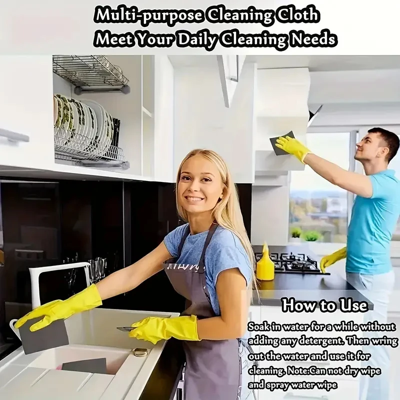 Magic Glass Cleaning Cloth-Thickened Streak-Free Towel, Reusable Dual-Sided Eraser for Kitchen Windows, No Watermark Home Tool