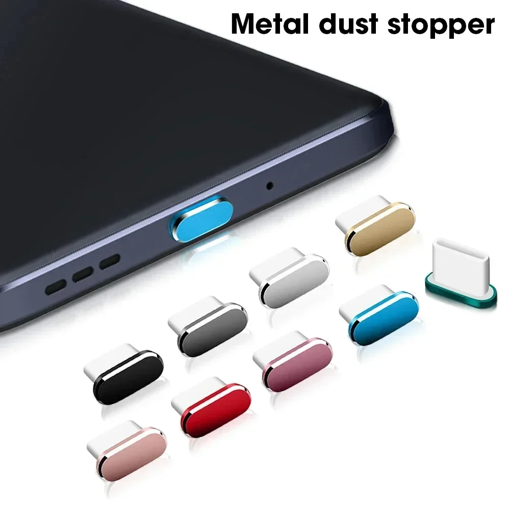 Metal Type C Dust Plugs Cellphone Anti-dust Protectors for Apple iPhone 15 Pro Max/15 Plus/15 Samsung Dustplug