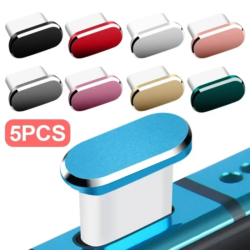 Metal Type C Dust Plugs Cellphone Anti-dust Protectors for Apple iPhone 15 Pro Max/15 Plus/15 Samsung Dustplug