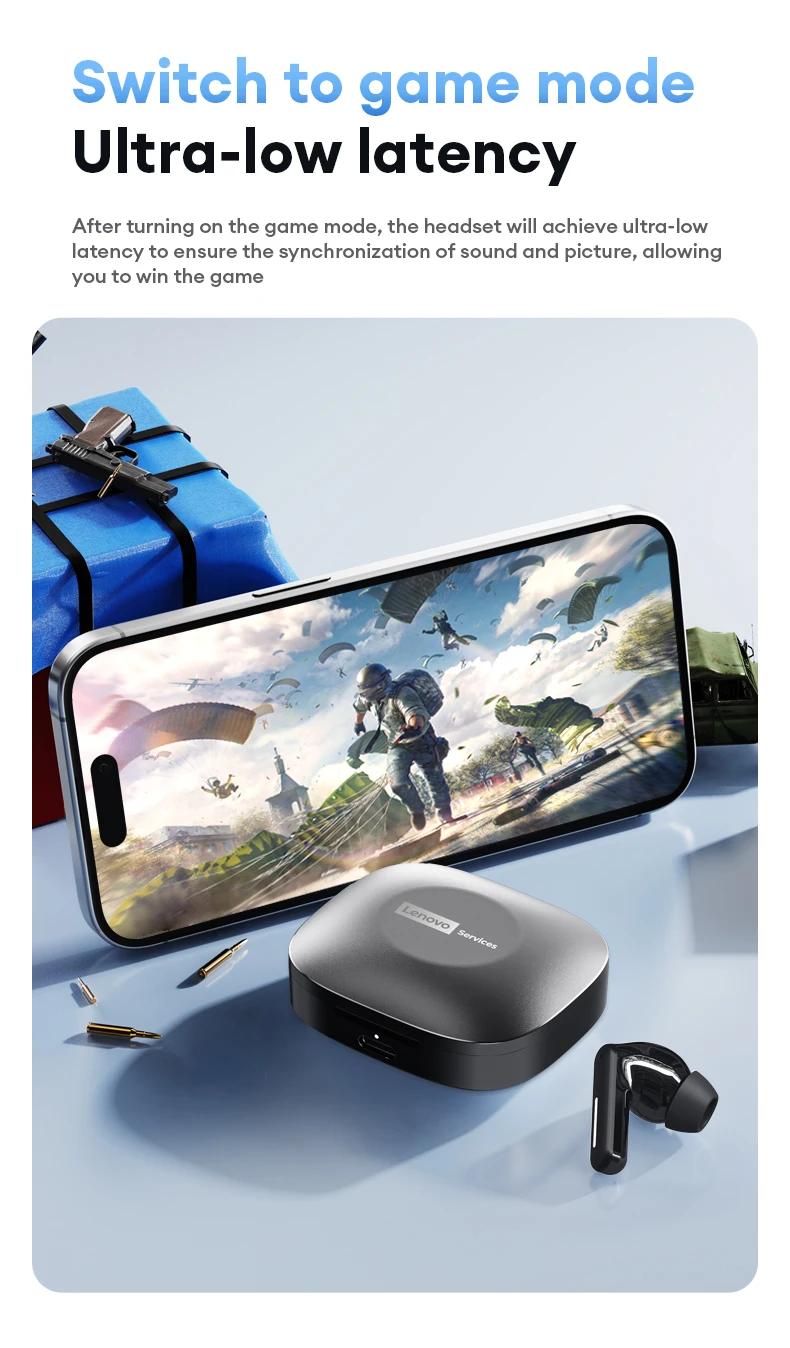 Choice Lenovo LE209 Wireless Bluetooth Earphone AI Mic Noise Reduction Waterproof Business Headphone Low Latency Gaming Headset