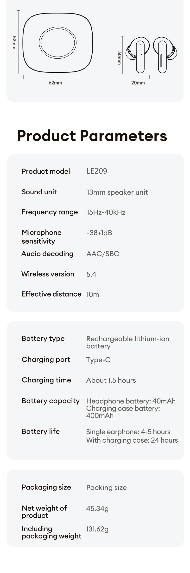 Choice Lenovo LE209 Wireless Bluetooth Earphone AI Mic Noise Reduction Waterproof Business Headphone Low Latency Gaming Headset