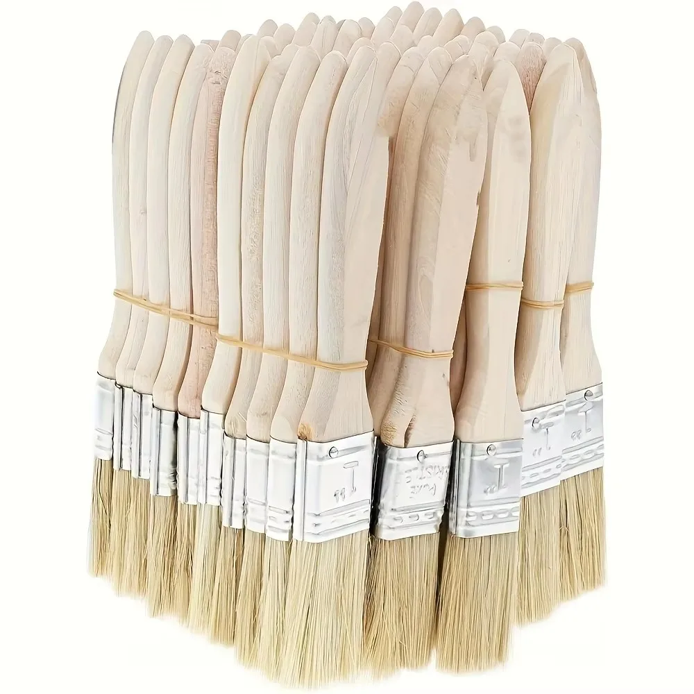 10 Pig Mane Brushes, Suitable for Art, Handicrafts, Plastering, Painting, Glue Application, Wooden Handles
