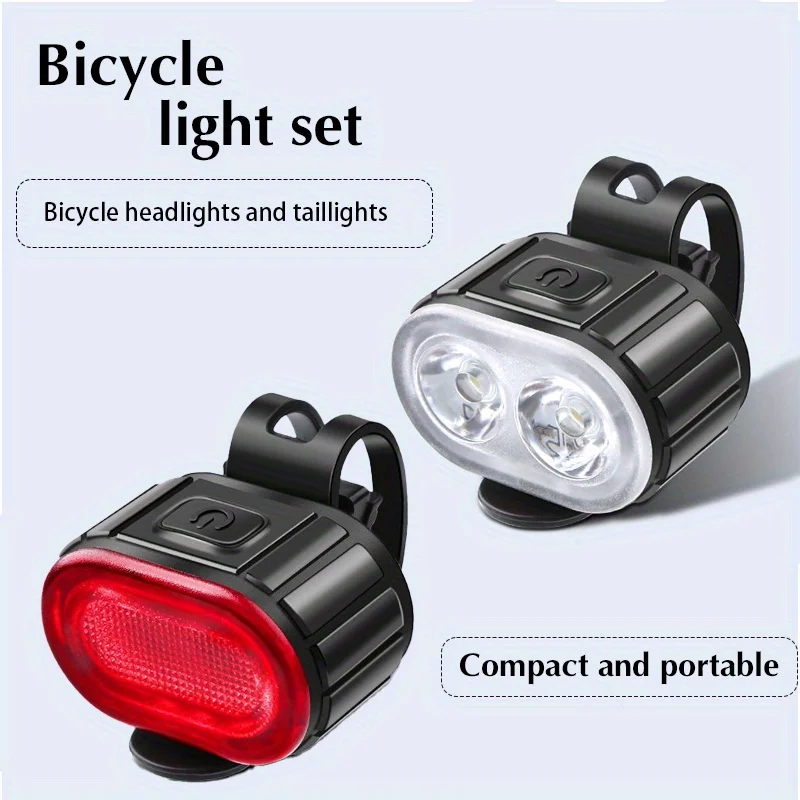 USB Rechargeable Bicycle Lights Bike Safety Warning Lamp Outdoor Waterproof Cycling Flashlight For Mountain And Road Bikes