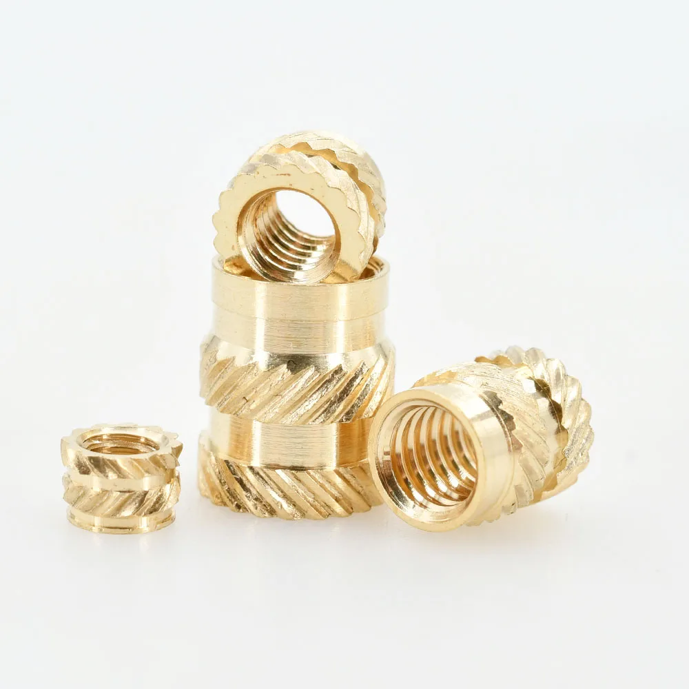 M2 M2.5 M3 M4 M5 M6 M8 M10 Brass Heat Insert Nut Double Twill Knurle Molding Injection Embedment Thread Hot Melt Nuts 3d Printer
