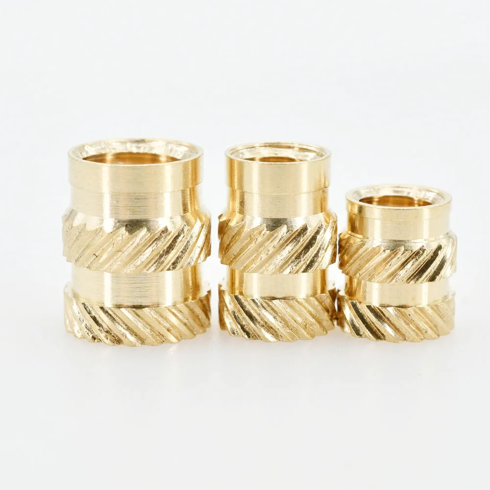 M2 M2.5 M3 M4 M5 M6 M8 M10 Brass Heat Insert Nut Double Twill Knurle Molding Injection Embedment Thread Hot Melt Nuts 3d Printer