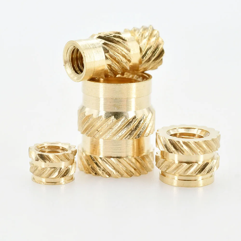 M2 M2.5 M3 M4 M5 M6 M8 M10 Brass Heat Insert Nut Double Twill Knurle Molding Injection Embedment Thread Hot Melt Nuts 3d Printer