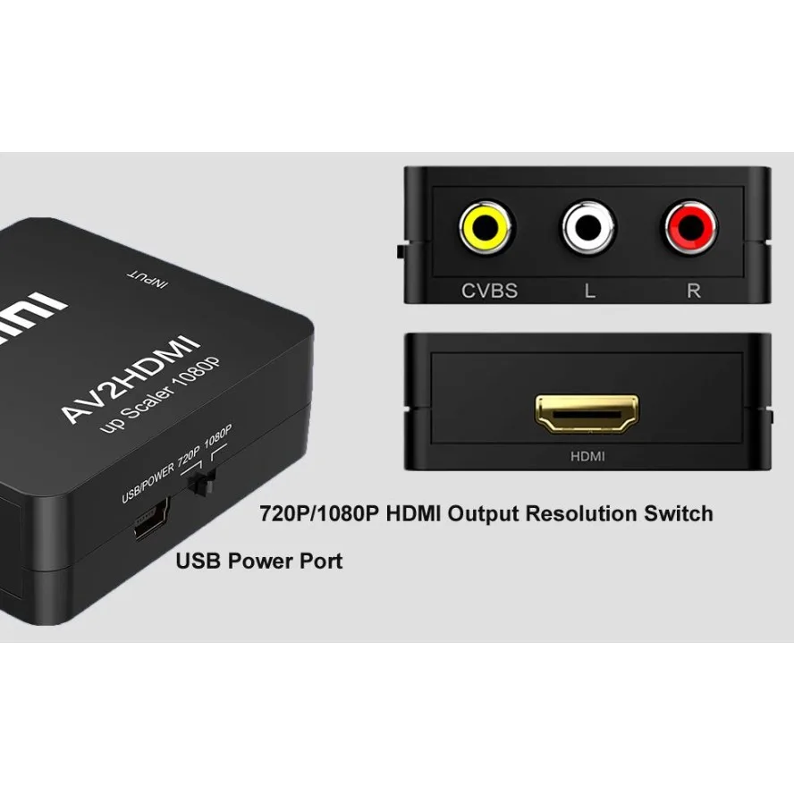 RCA To HDMI Converter with USB Cable 1080P AV To HDMI Adapter AV2HDMI AV/CVSB To HDMI-compatible AV To HDMI Switch HD-MI Adapter