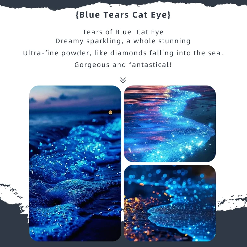PERFECT COLOR Blue Tears Cat Eye Magnetic Gel Polish, 3g, UV LED Cure, Soak Off Gel Nail Polish, Blue Shimmer Effect