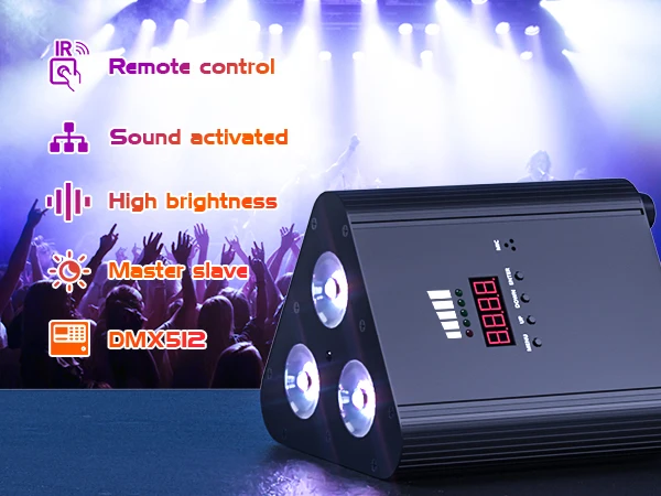 U'King 4PCS 4in1 RGBW LED Battery Par Light 3x4W Triangle Wash Wall Light DMX512 Wireless Effect Light for Concert Disco Party