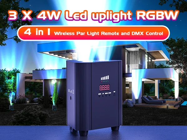 U'King 4PCS 4in1 RGBW LED Battery Par Light 3x4W Triangle Wash Wall Light DMX512 Wireless Effect Light for Concert Disco Party