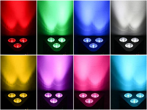 U'King 4PCS 4in1 RGBW LED Battery Par Light 3x4W Triangle Wash Wall Light DMX512 Wireless Effect Light for Concert Disco Party