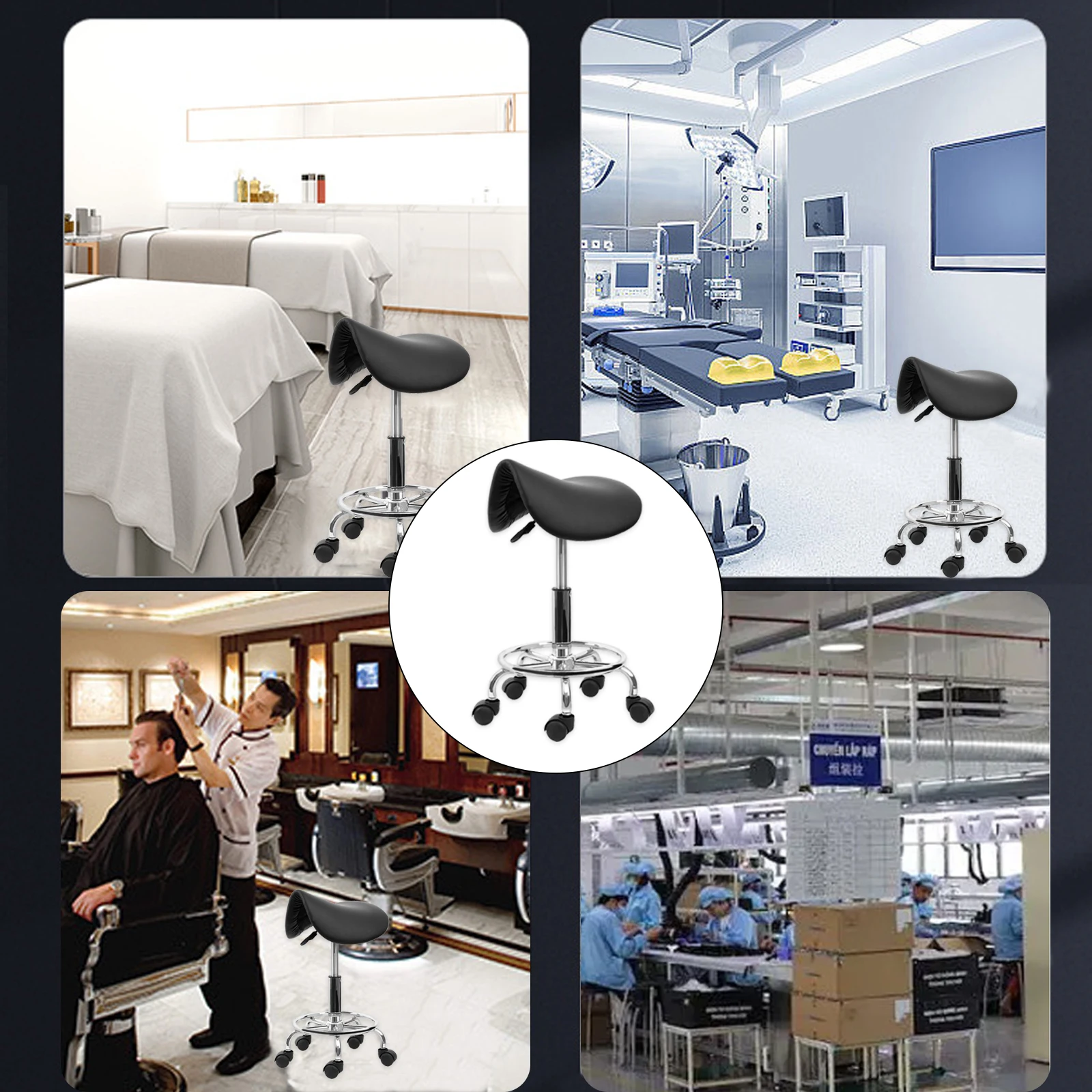 Beauty Salon Saddle Chair Barber Lifting Rotating Chair 360° Rotation Massage Tattoo Facial Spa Office Adjustable Lift Stools