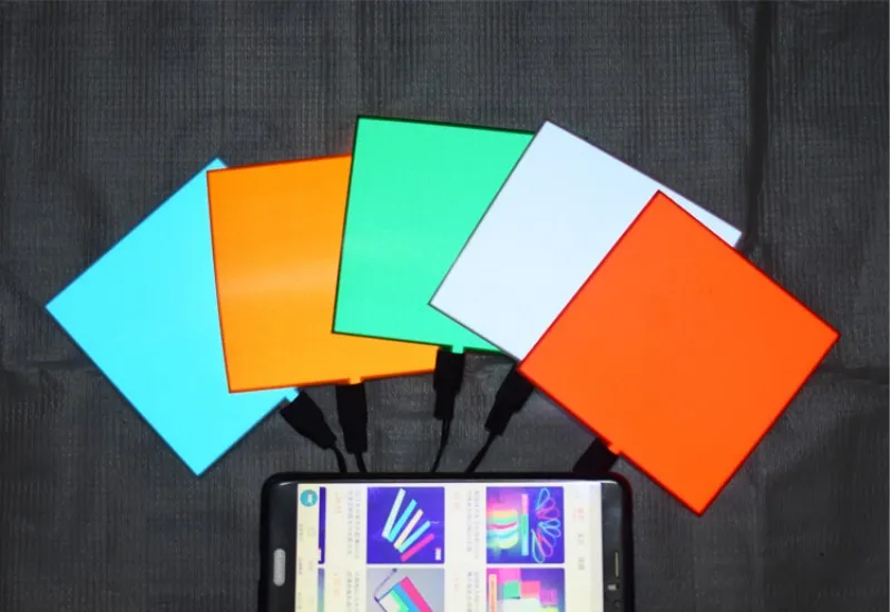 EL Panel Backlight Led Glowing Panel 5*5cm 10*10cm LED Electroluminescent El Backlight With DC12V Inverter 5V USB 3V Battery