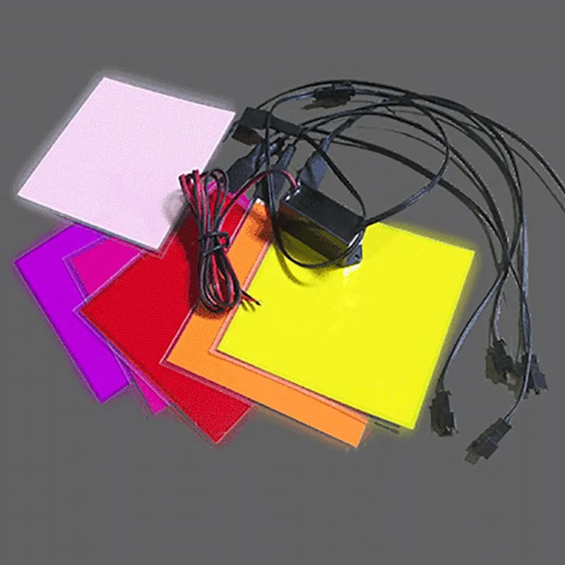 EL Panel Backlight Led Glowing Panel 5*5cm 10*10cm LED Electroluminescent El Backlight With DC12V Inverter 5V USB 3V Battery