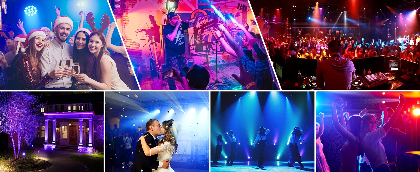 4Pcs 4 in 1 RGBW 14 LEDs 80W Par Light DMX512 Master-Slave Sound Activated with Remote Control DJ Party Stage Effect Lighting