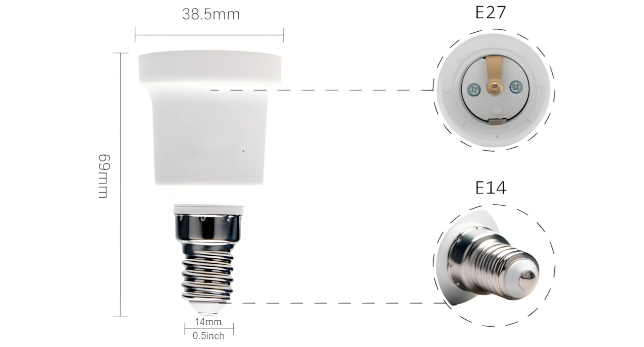 2pcs E14 to E27 Lamp Socket Adapter Socket Converter Holder Small Screw to Large Screw Convertor Lamp Base Adaptor Base Adaptor