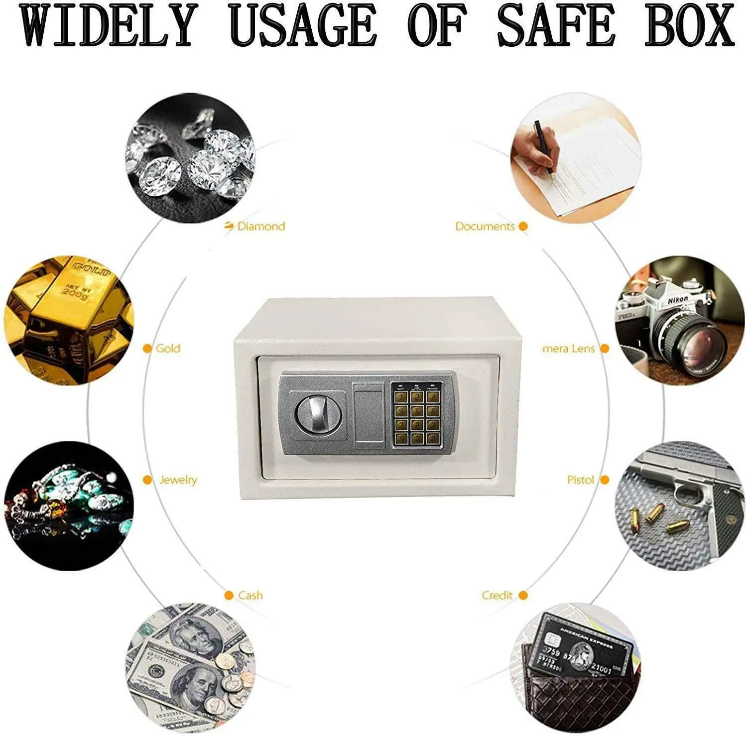Digital Safe Box Home Safes Cash Anti-theft Safe Box 2 Keys Electronic Documents Safety 8.5L Security Box Solid Steel