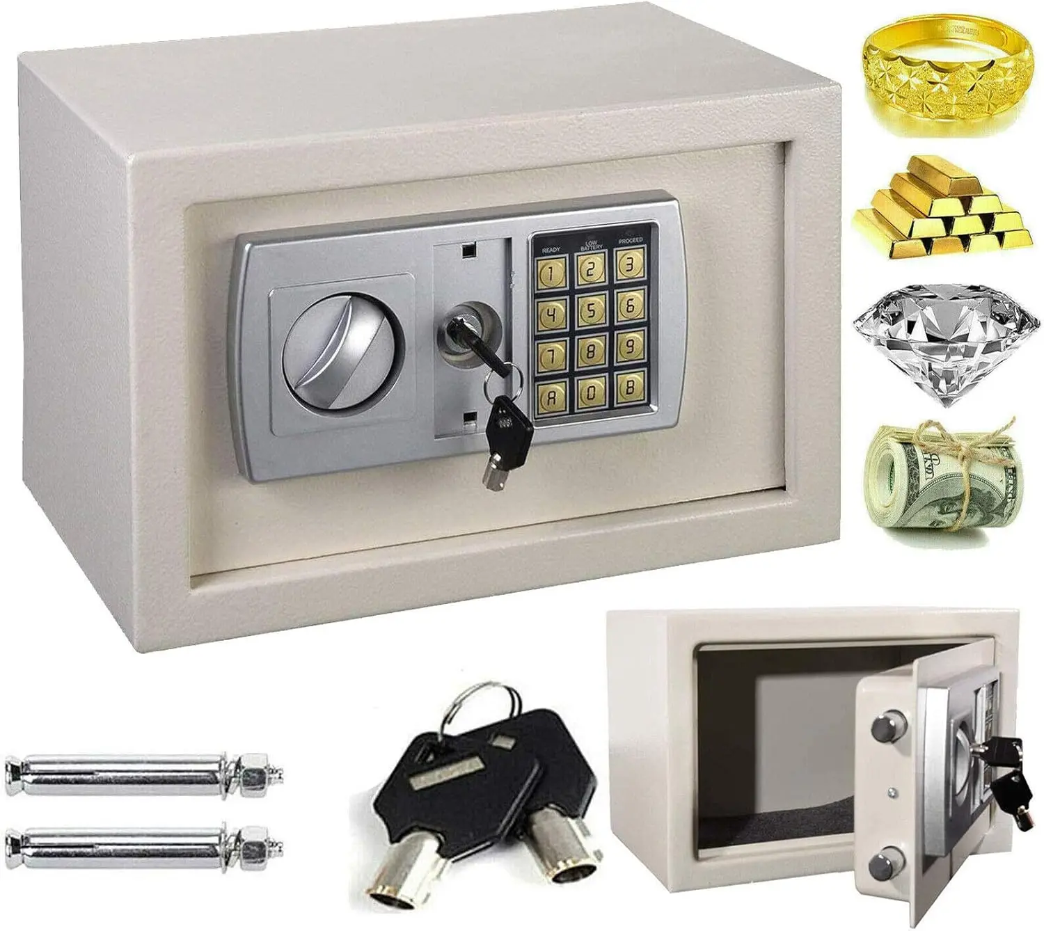 Digital Safe Box Home Safes Cash Anti-theft Safe Box 2 Keys Electronic Documents Safety 8.5L Security Box Solid Steel