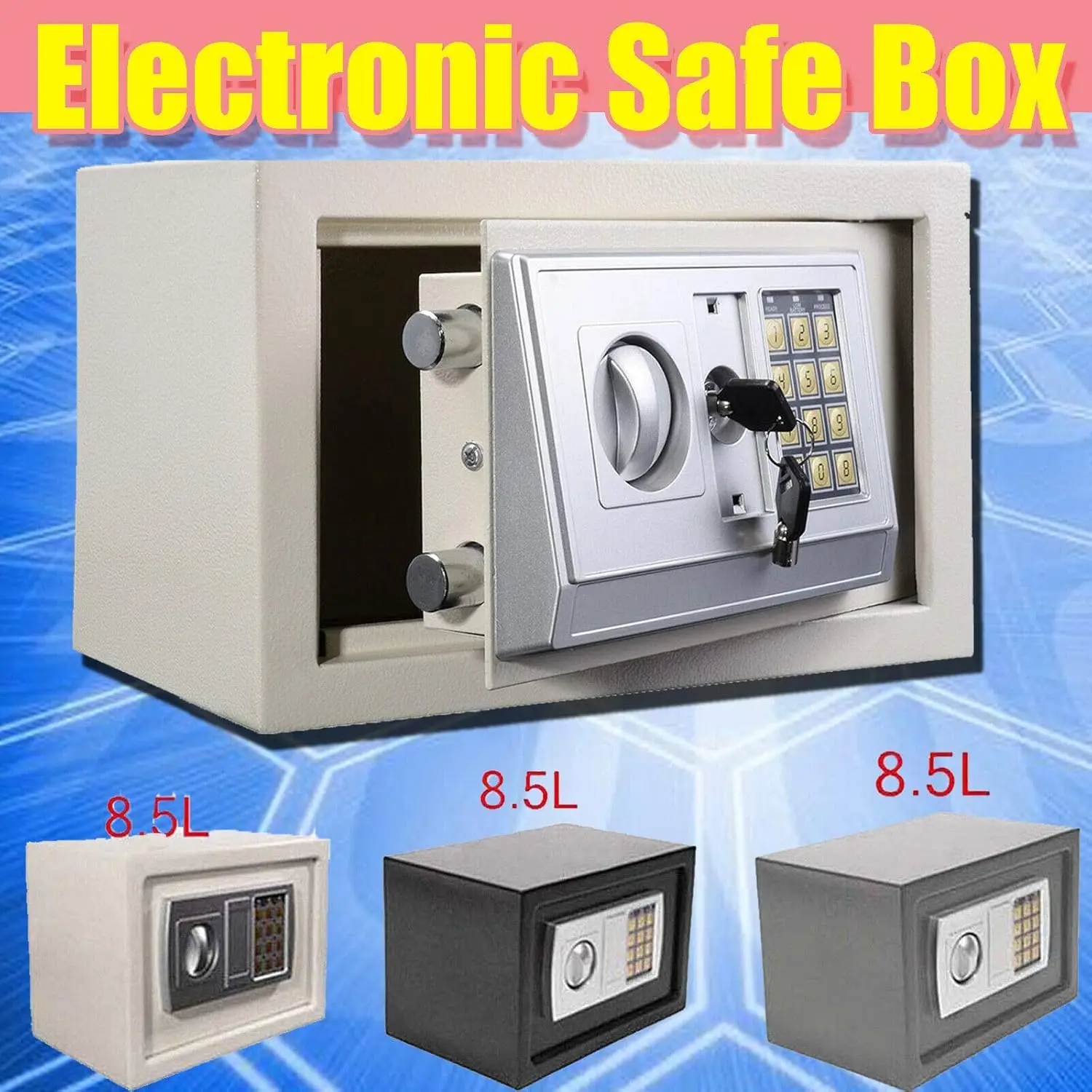 Digital Safe Box Home Safes Cash Anti-theft Safe Box 2 Keys Electronic Documents Safety 8.5L Security Box Solid Steel