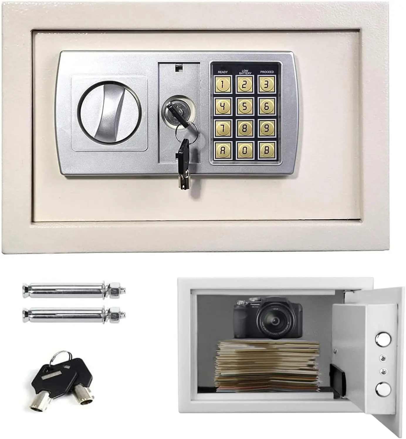 Digital Safe Box Home Safes Cash Anti-theft Safe Box 2 Keys Electronic Documents Safety 8.5L Security Box Solid Steel
