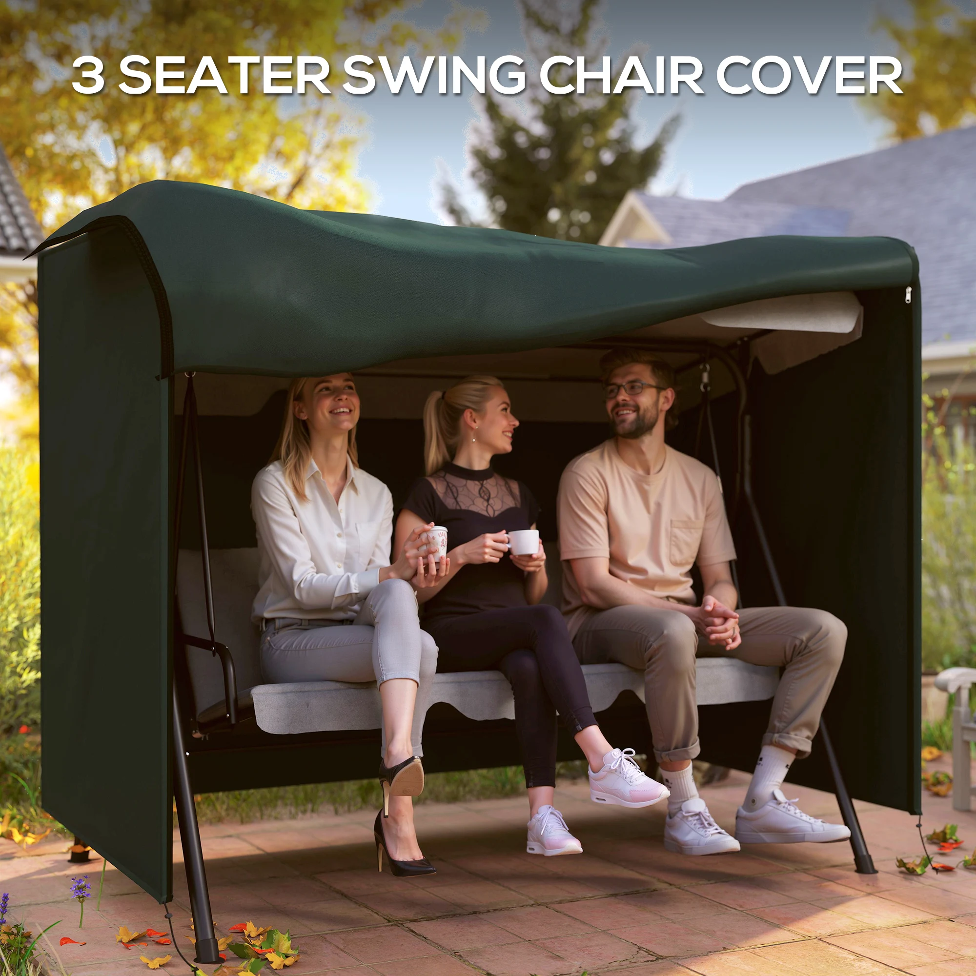 Outsunny 3 Seater 600D Oxford Patio Swing Chair Cover Outdoor Garden Furniture Rain Protection Protector Waterproof Anti-UV