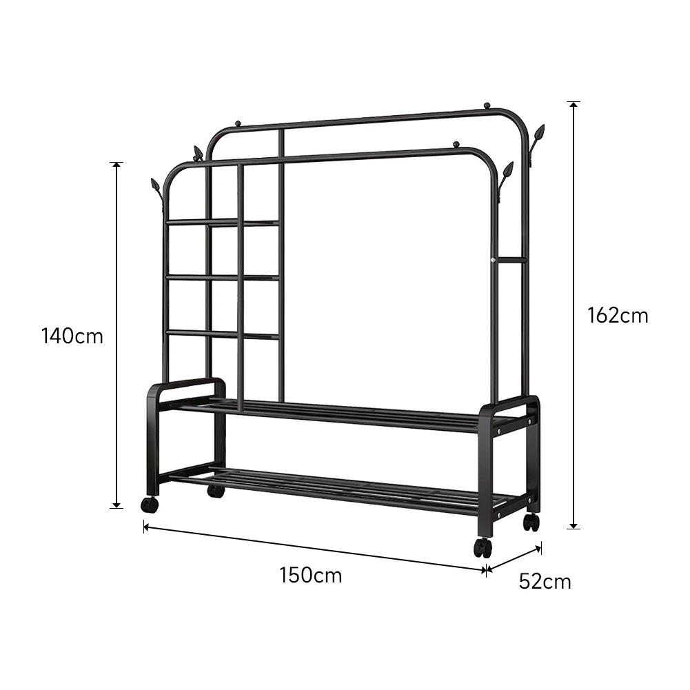 【Lifeideas】Double-Rod Clothes Rack with Wheels