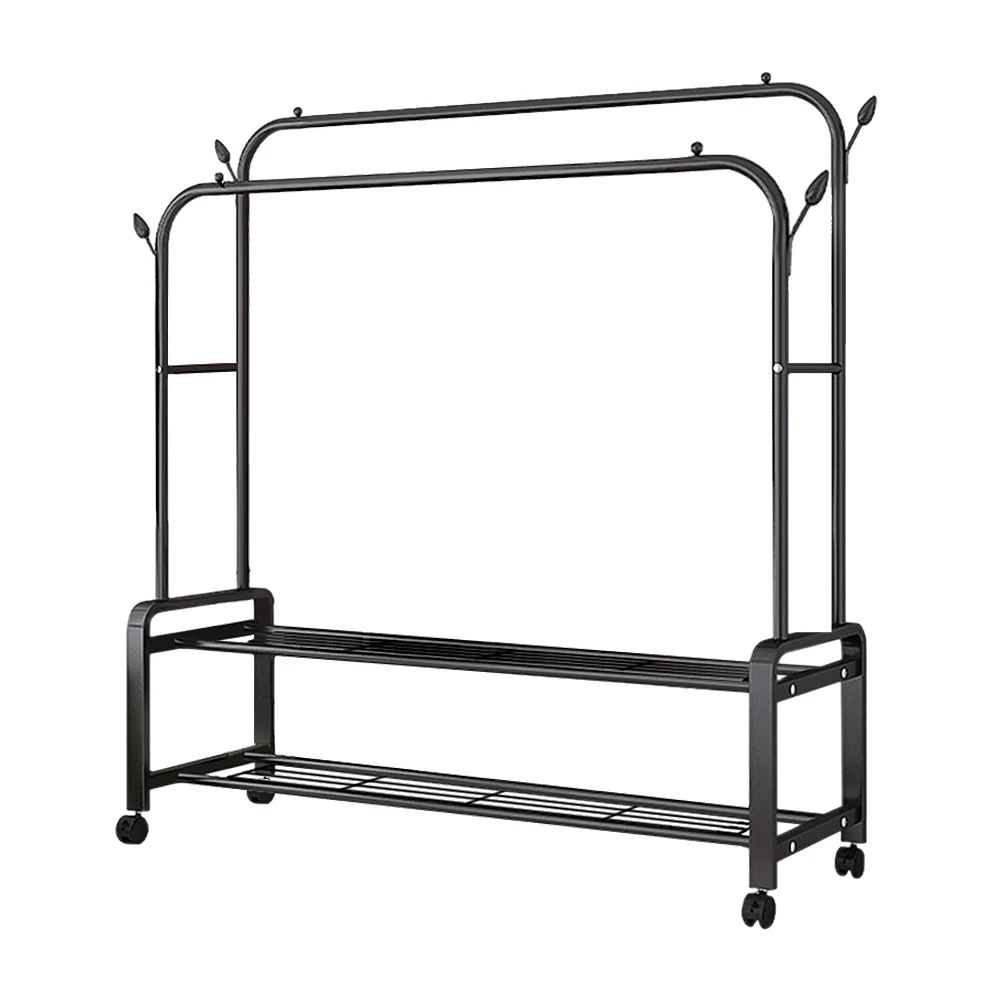 【Lifeideas】Double-Rod Clothes Rack with Wheels