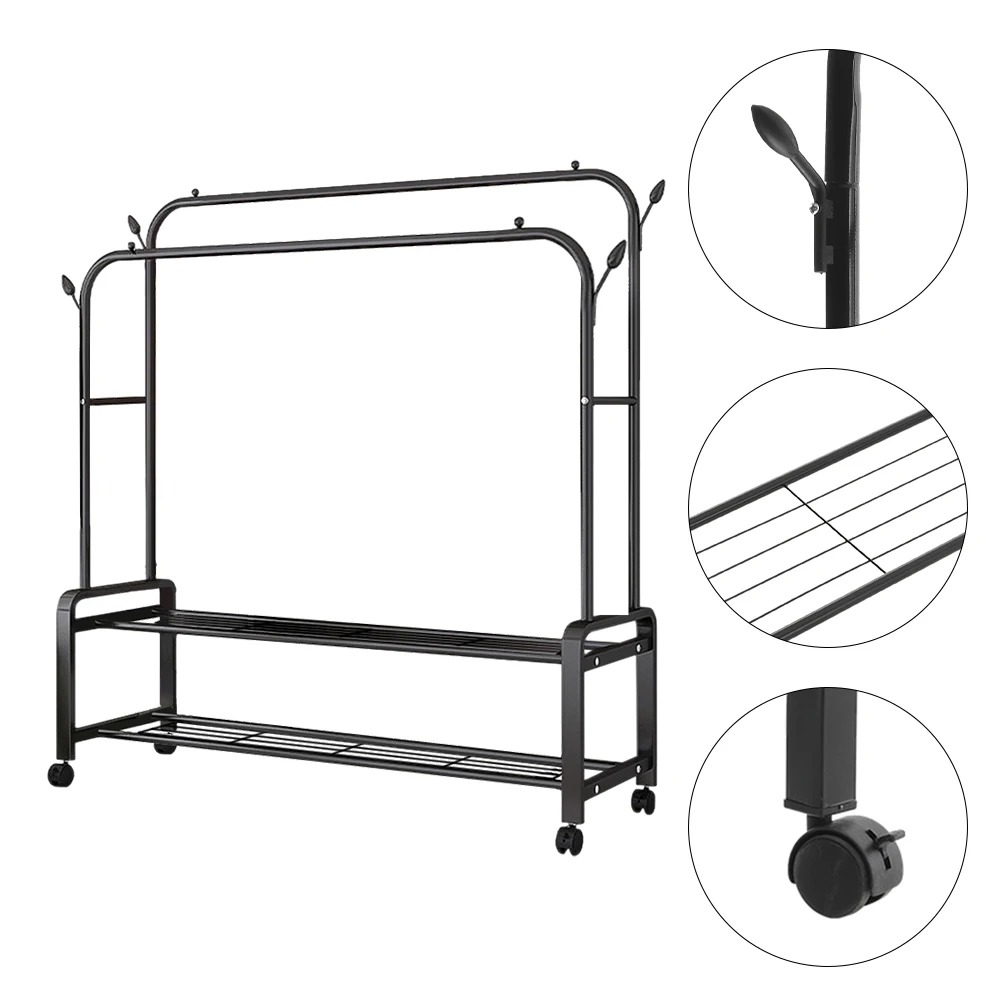 【Lifeideas】Double-Rod Clothes Rack with Wheels