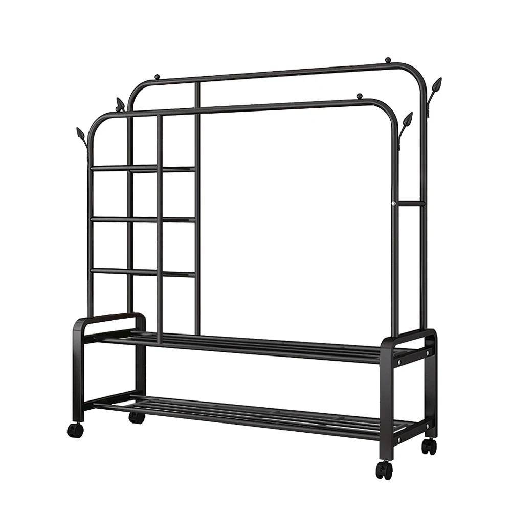【Lifeideas】Double-Rod Clothes Rack with Wheels