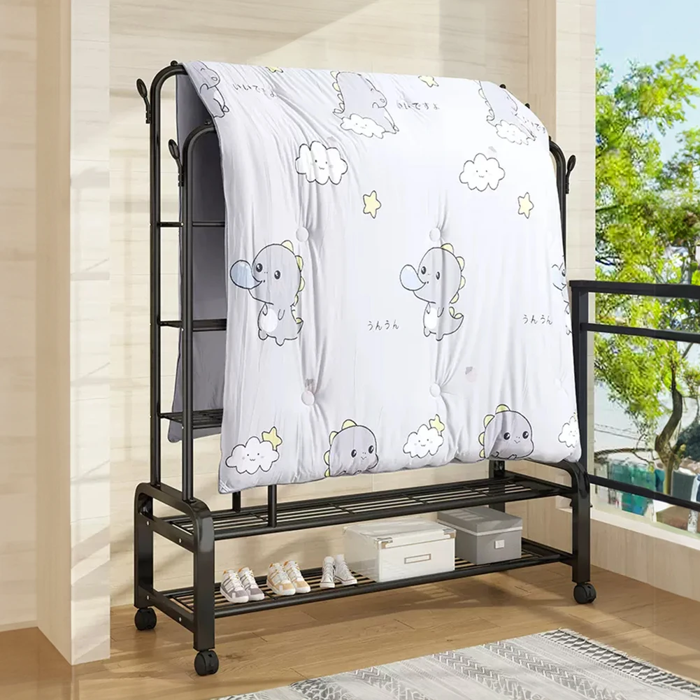 【Lifeideas】Double-Rod Clothes Rack with Wheels