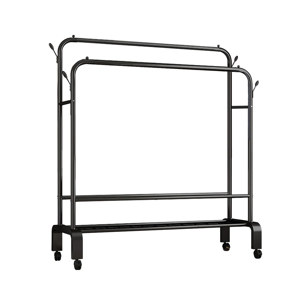 【Lifeideas】Double-Rod Clothes Rack with Wheels