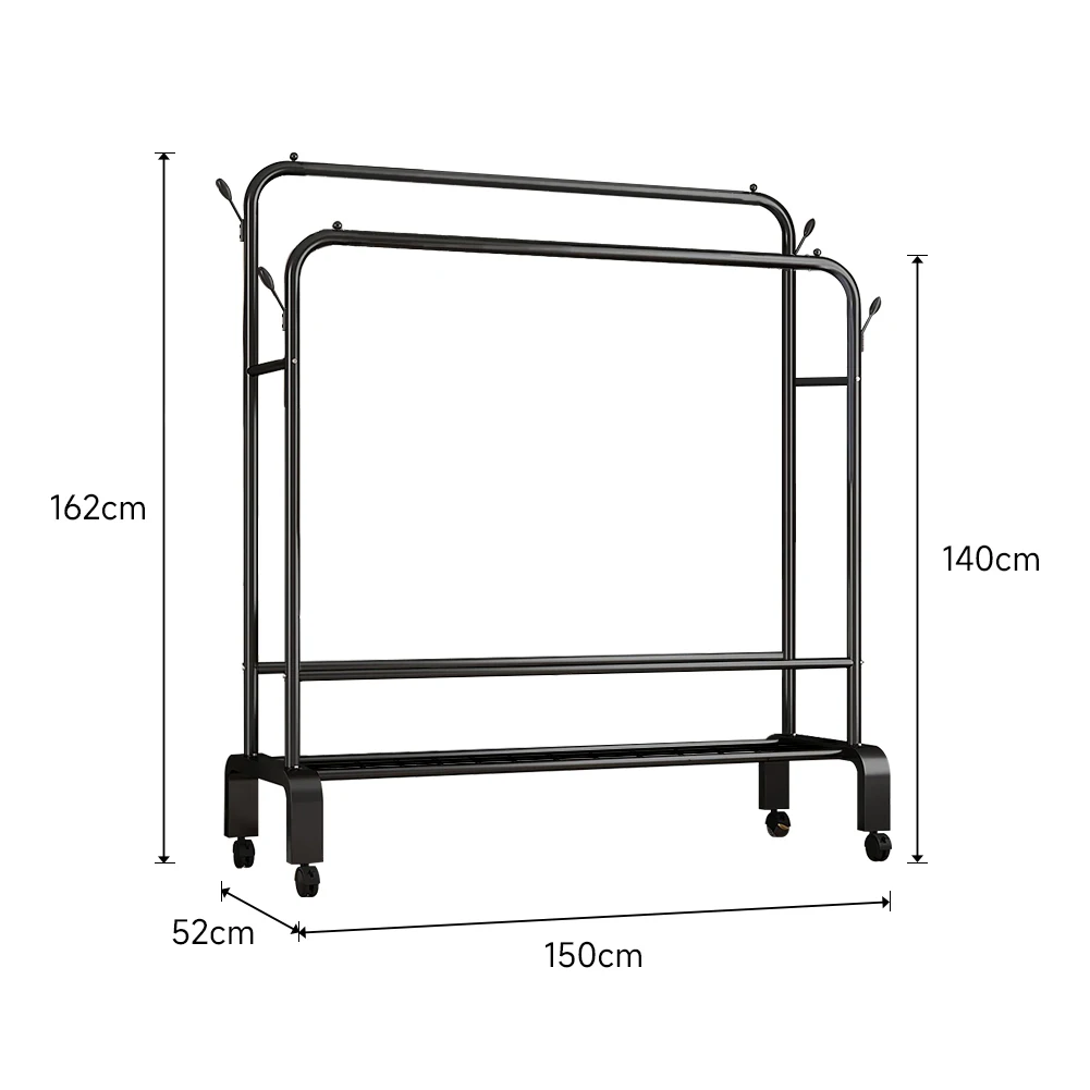【Lifeideas】Double-Rod Clothes Rack with Wheels