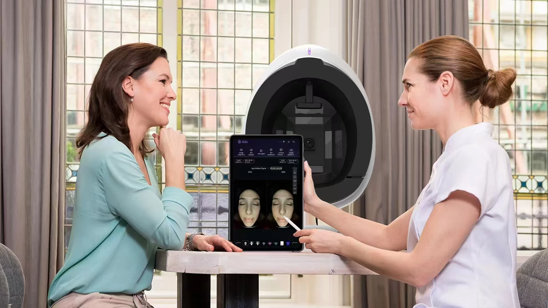 AISIA Q1 3D AI Facial Skin Analyzer Detection Skin Problem Diagnosis 8 Spectrum Professional Analysis Beauty Salon Equipment CE