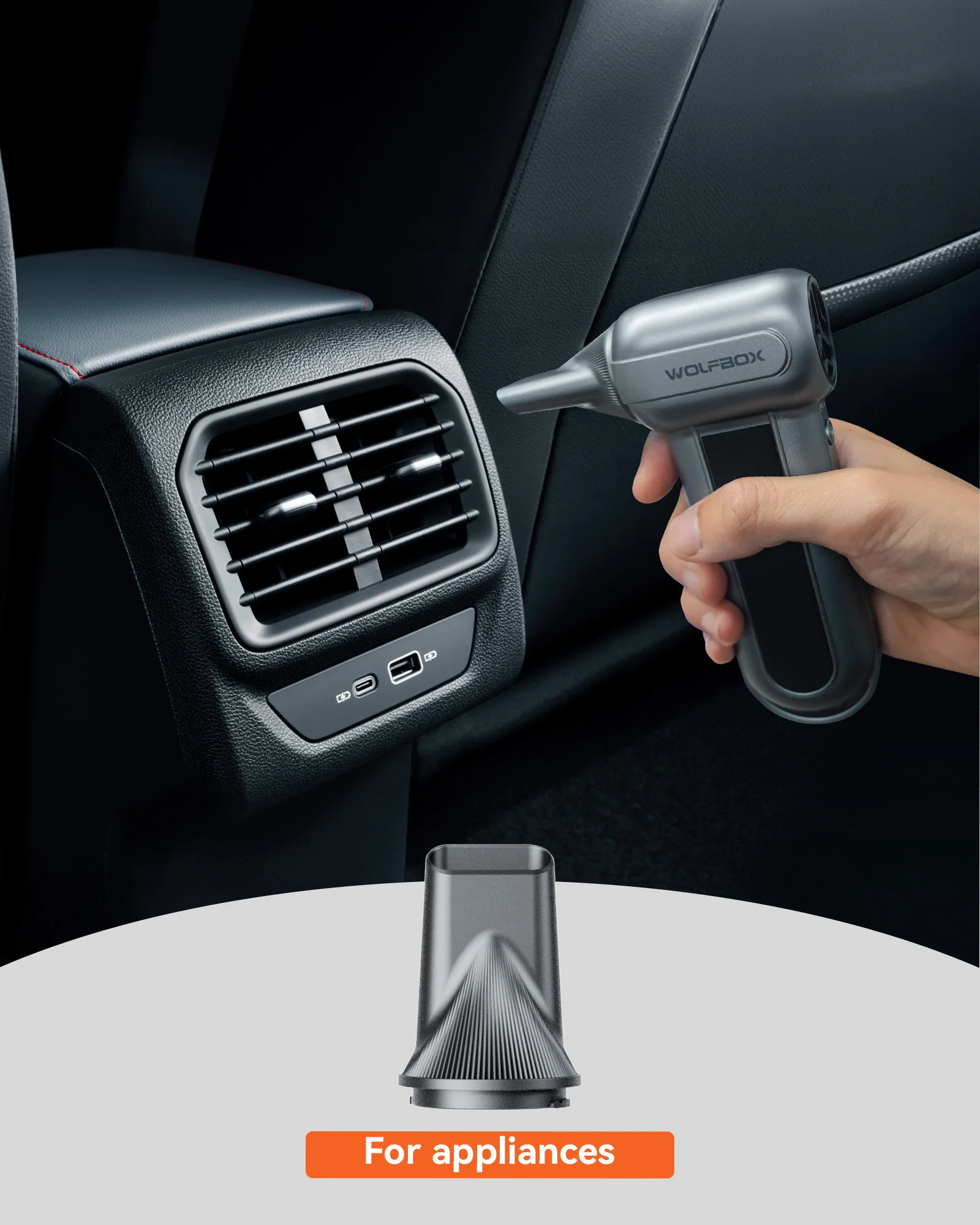 WOLFBOX MF100 Electric Air Duster Air Blower-150000RPM Super Power, Rechargeable 3-Gear Brushless Motor for Car/PC/Home/Outdoor