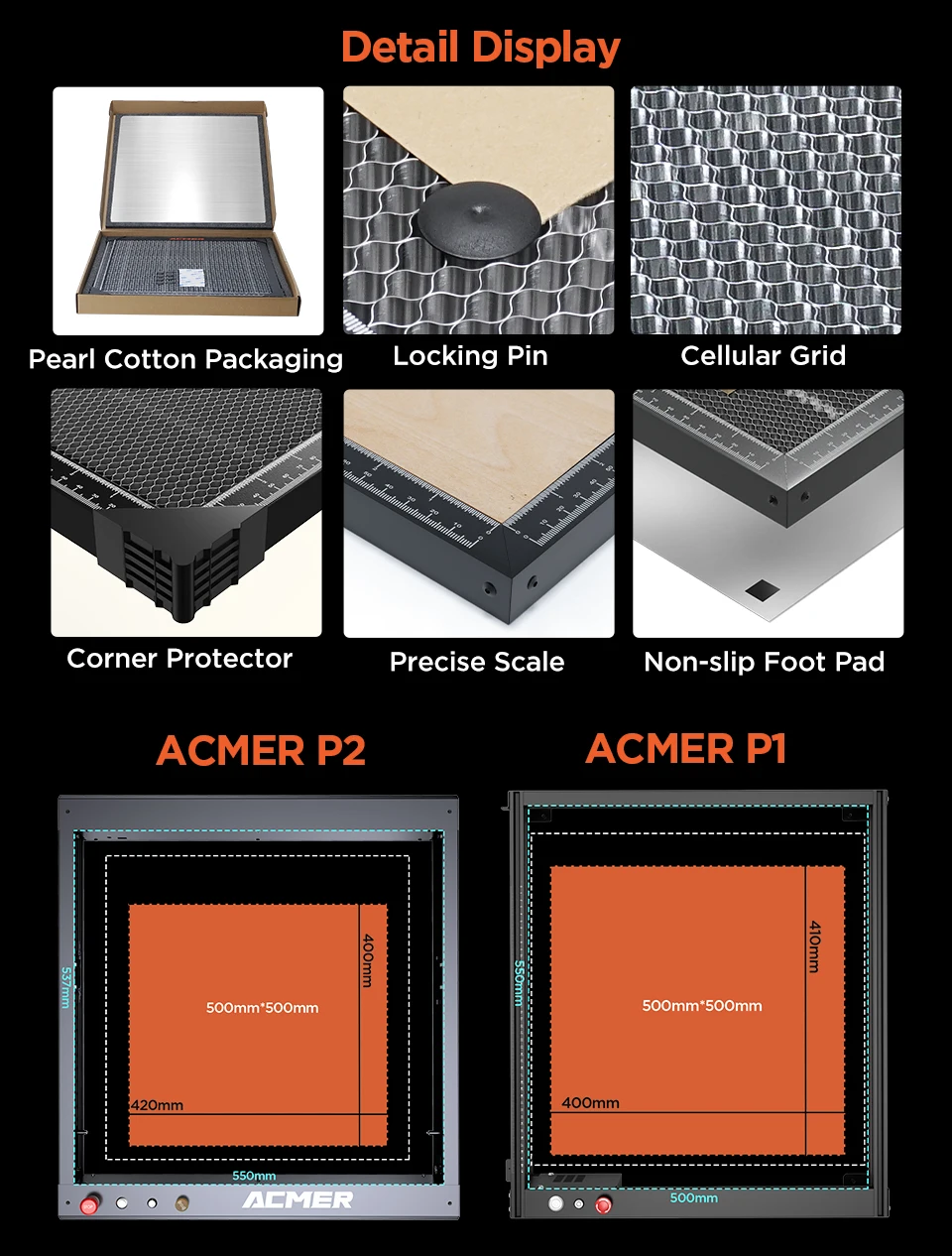 ACMER 400*400 Honeycomb Panel Table Laser Engraving and Autting Machine Laser Honeycomb Panel Bed Cutting Table 300*300