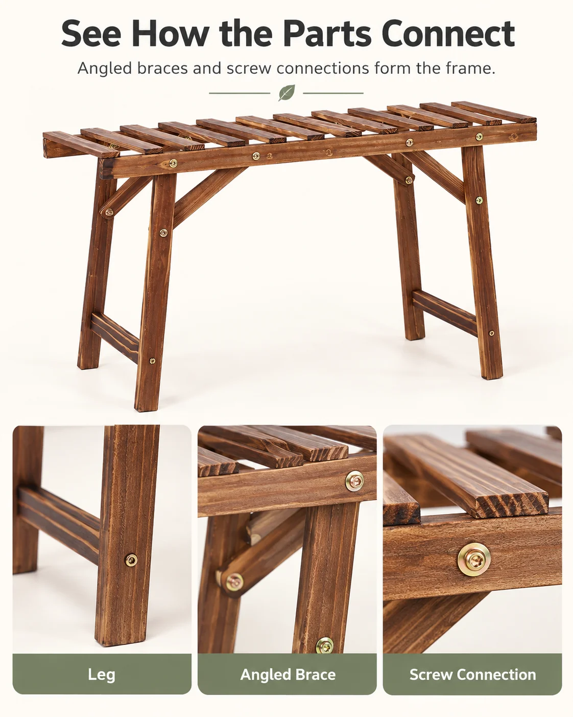 Wooden Plant Stands Set of 3, 70cm Wide Pine Wood Plant Shelves for Living Room and Balcony
