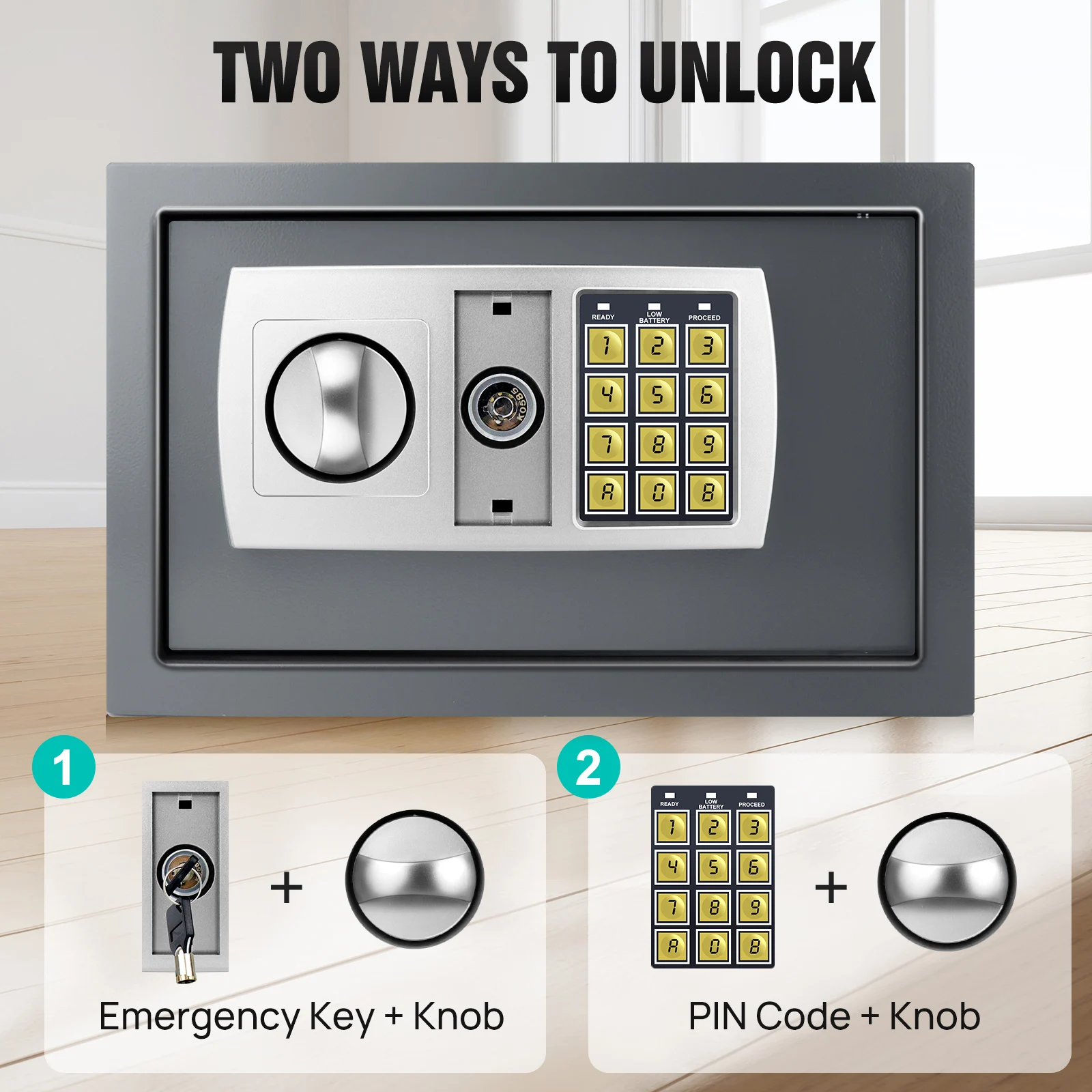 Safe Box High Security Steel Lock Safes and Boxes, Money Box, Safety Boxes Jewelry Cash Gun for Home,Office