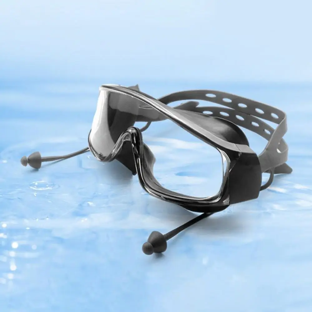 Swim Goggles With Earplugs Anti Fog Diving Goggles With Silicone Earplugs Water Sports Eyewear For Adults And Children