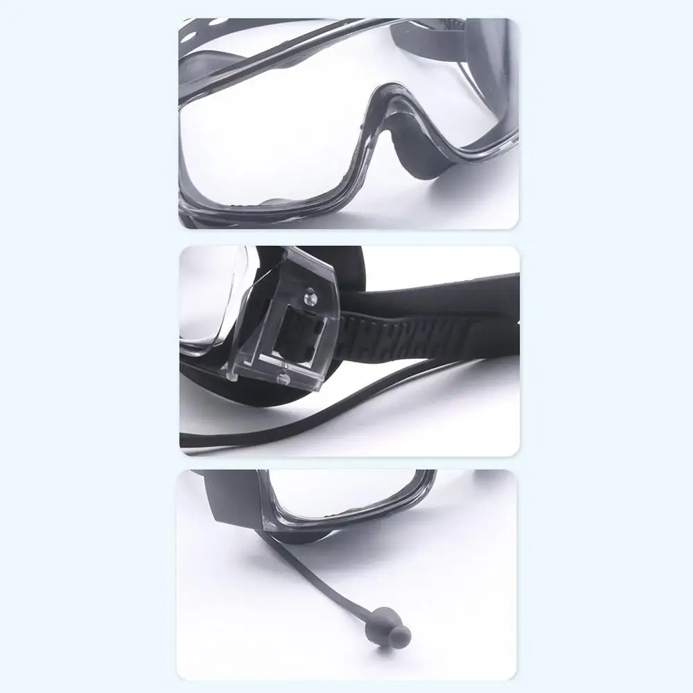 Swim Goggles With Earplugs Anti Fog Diving Goggles With Silicone Earplugs Water Sports Eyewear For Adults And Children