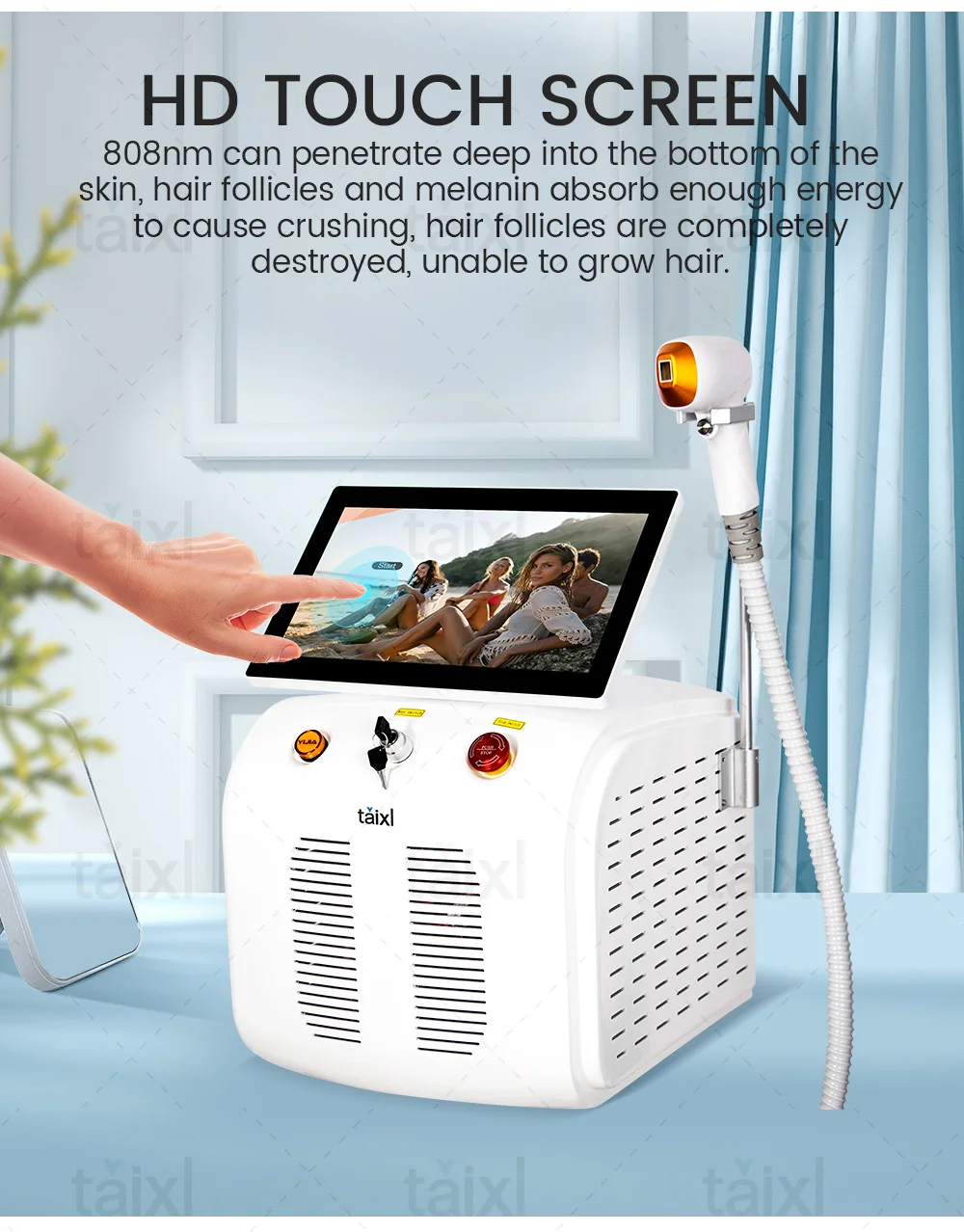 NEW Portable 808 Diode Laser Hair Removal Machine 3 Wavelengths Painless Beautiful Whole Body Skin Rejuvenation Hair Removal