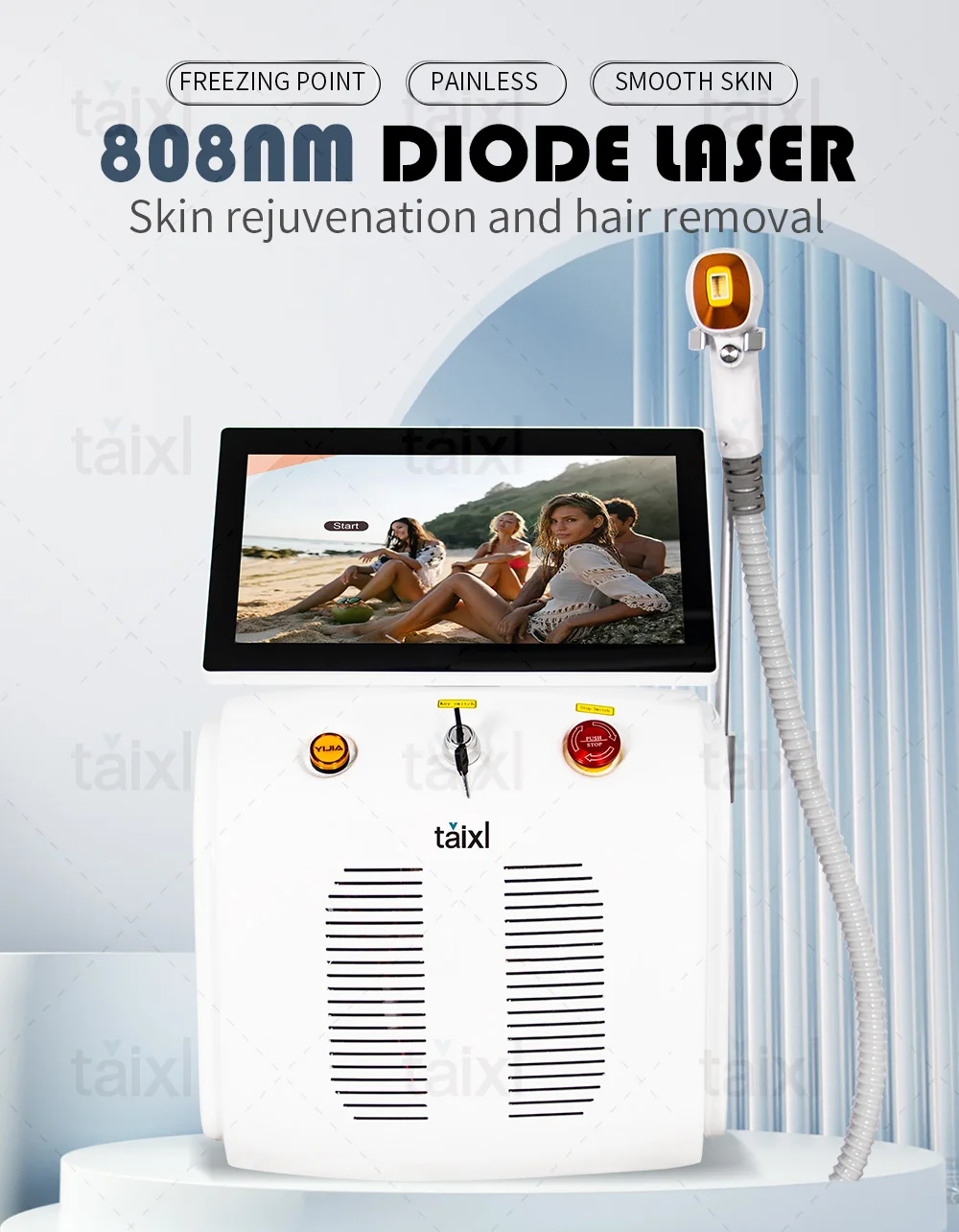 NEW Portable 808 Diode Laser Hair Removal Machine 3 Wavelengths Painless Beautiful Whole Body Skin Rejuvenation Hair Removal