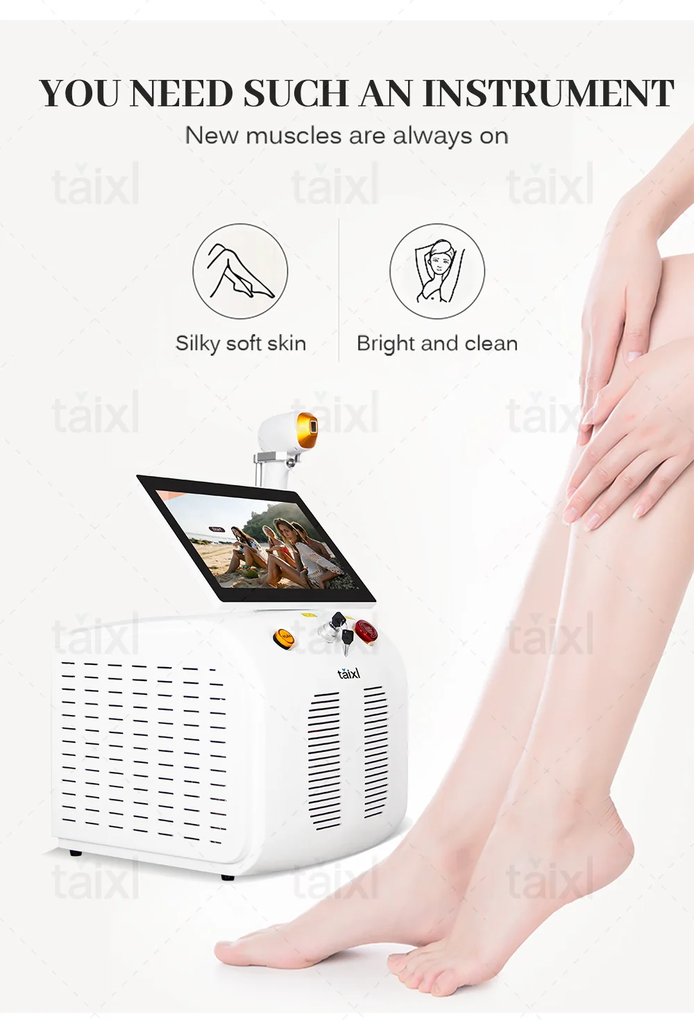 NEW Portable 808 Diode Laser Hair Removal Machine 3 Wavelengths Painless Beautiful Whole Body Skin Rejuvenation Hair Removal
