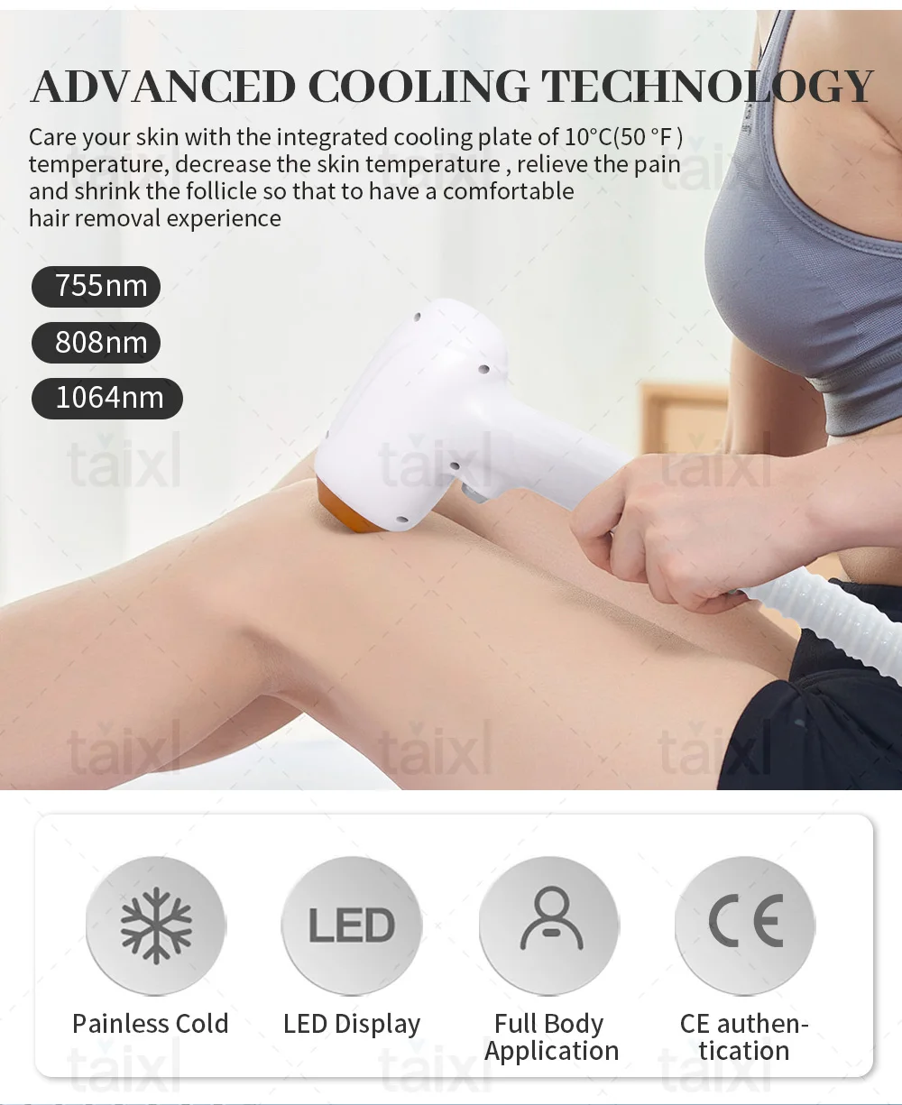 NEW Portable 808 Diode Laser Hair Removal Machine 3 Wavelengths Painless Beautiful Whole Body Skin Rejuvenation Hair Removal