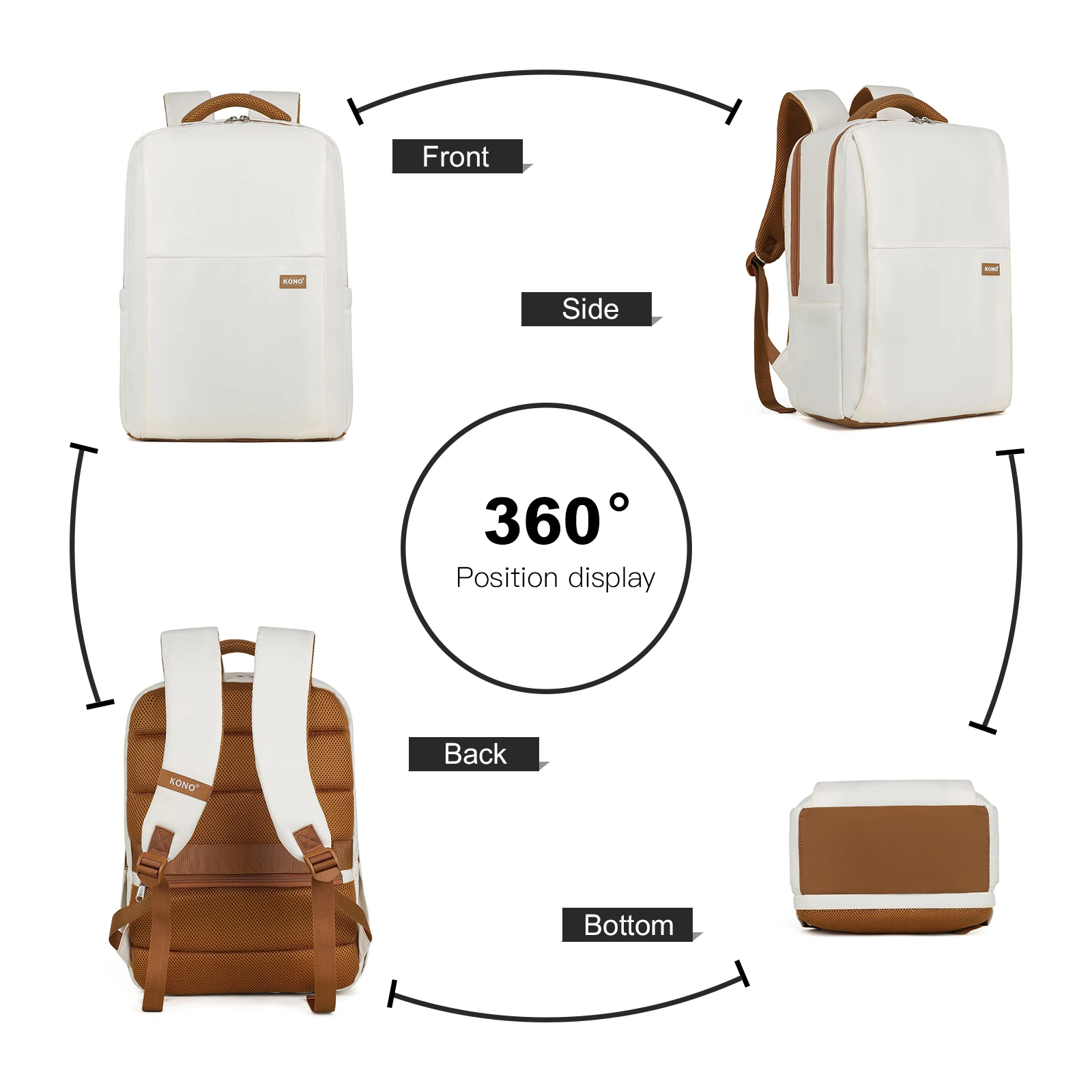 Kono Water-Resistant Laptop Backpack with USB Charging - Business Rucksack for Travel & Commute, Includes Matching Pouch