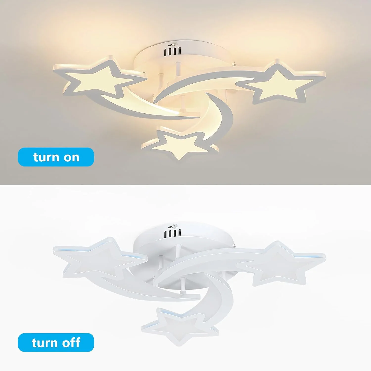 Modern Star Shape LED Ceiling Light, Dimmable LED Ceiling Lamp with Remote Control, Ceiling Light for Bedroom