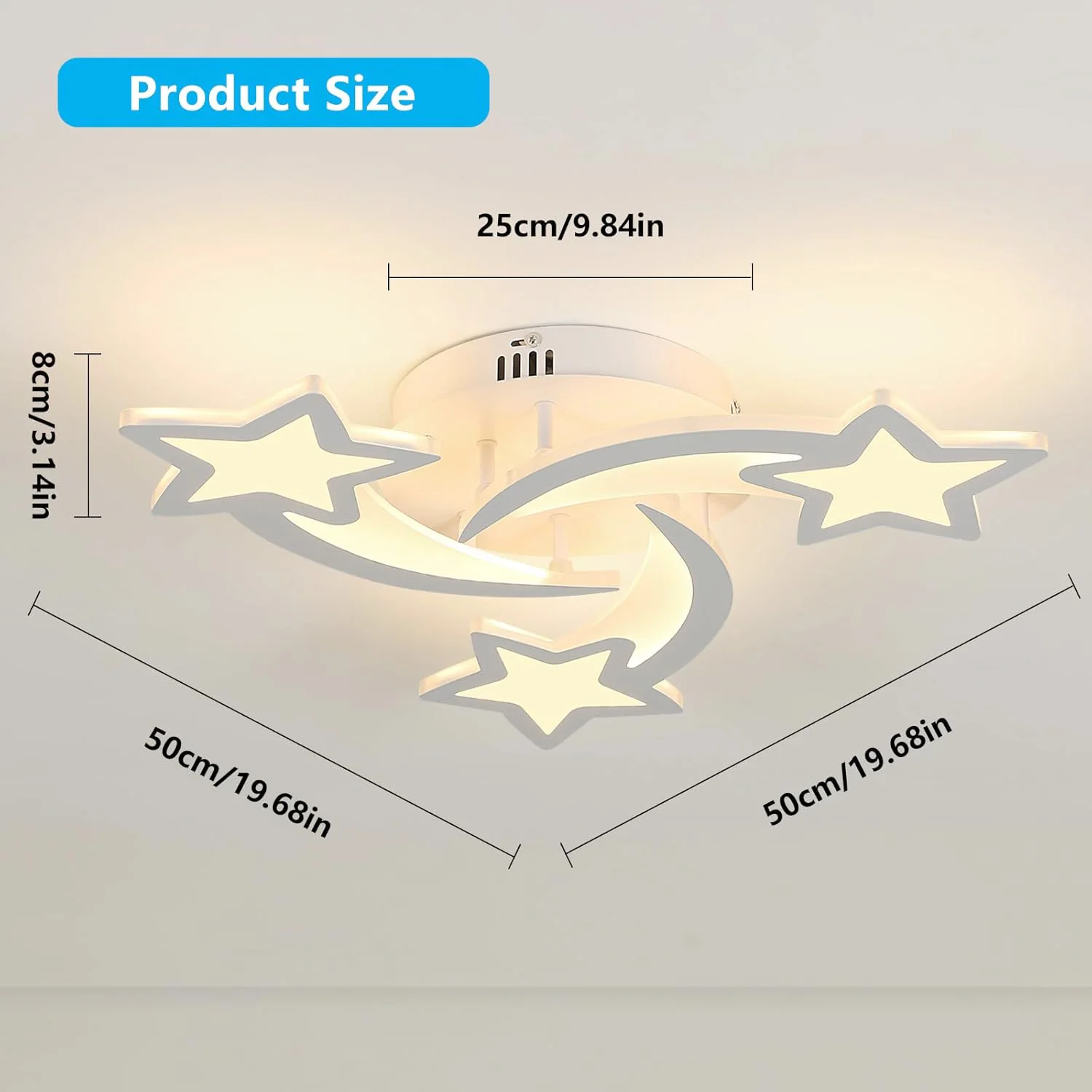 Modern Star Shape LED Ceiling Light, Dimmable LED Ceiling Lamp with Remote Control, Ceiling Light for Bedroom
